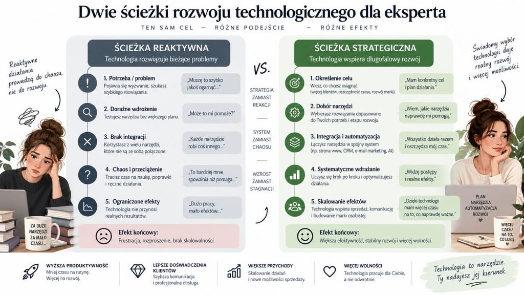 porównanie ścieżek rozwoju technologicznego dla eksperta.